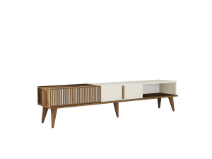 Soporte de TV de madera "Milan" - 180 x 35 x 40 cm - Nogal crema