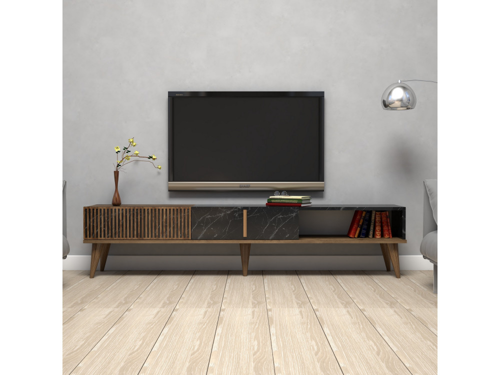 Soporte de TV de madera "Milan" - 180 x 35 x 40 cm - NogalNegro