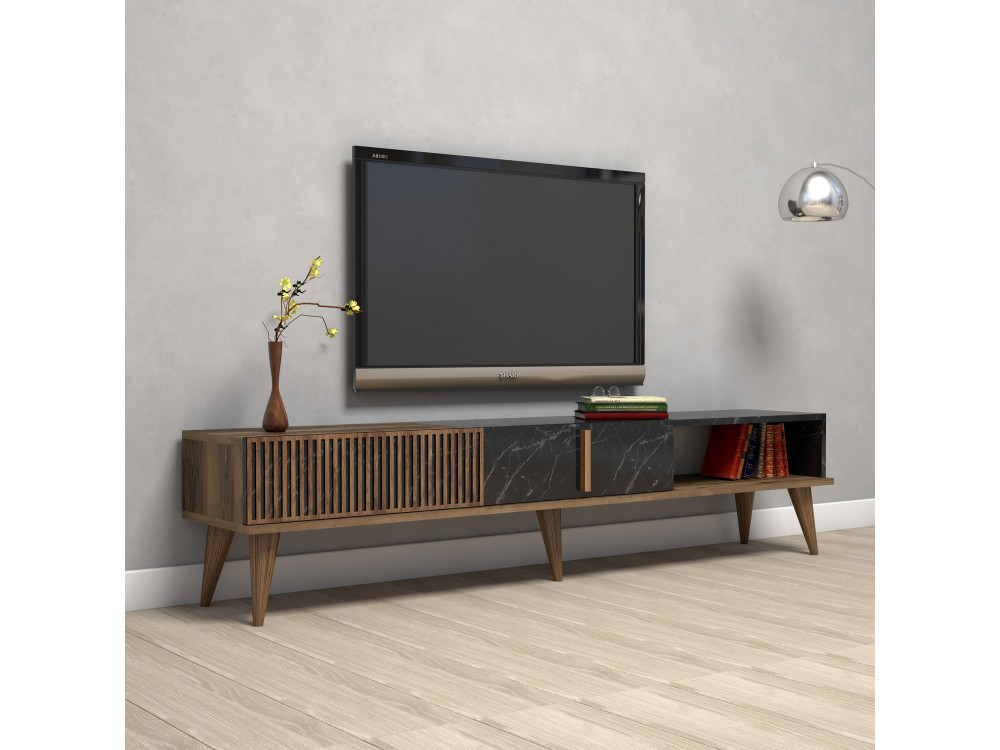 Soporte de TV de madera "Milan" - 180 x 35 x 40 cm - NogalNegro