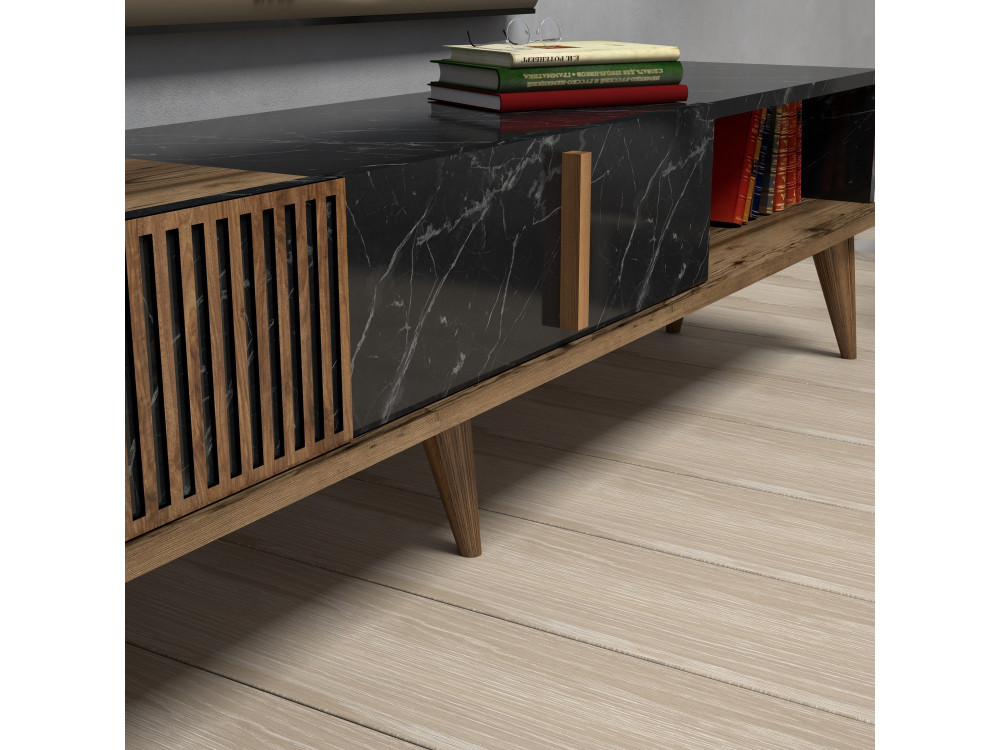 Soporte de TV de madera "Milan" - 180 x 35 x 40 cm - NogalNegro