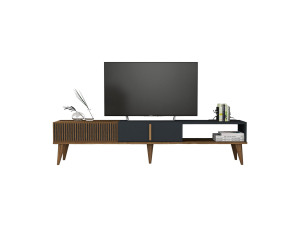 Soporte de TV de madera "Milan" - 180 x 35 x 40 cm - Nogal, Antracita