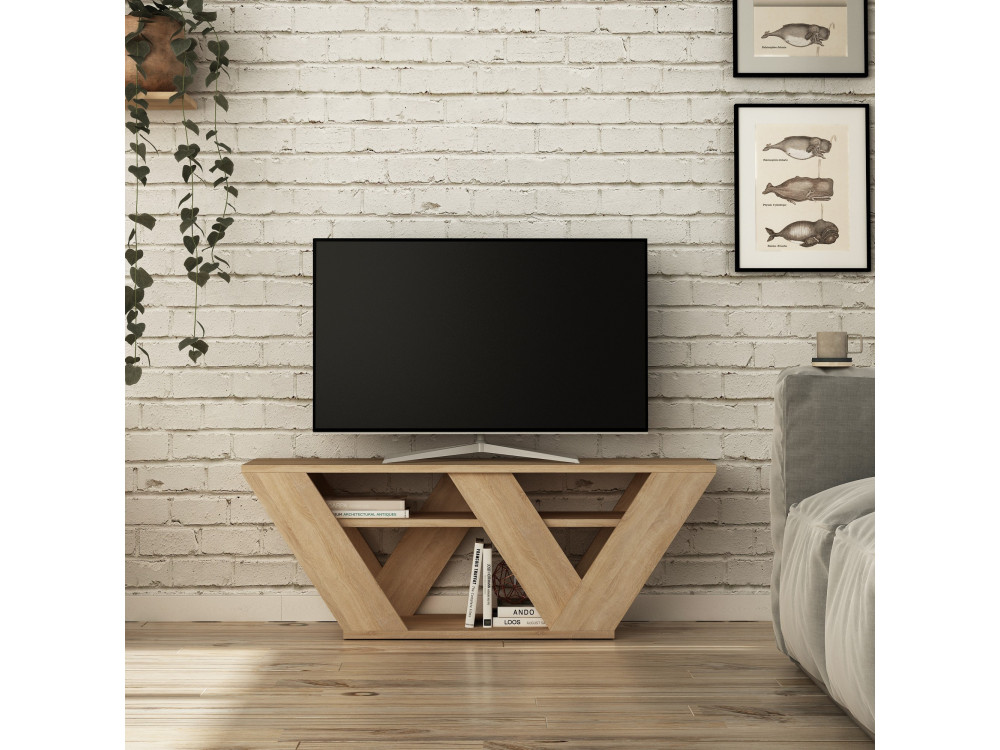Soporte de TV de madera "Pipralla" - 110 x 30 x 40 cm - Roble