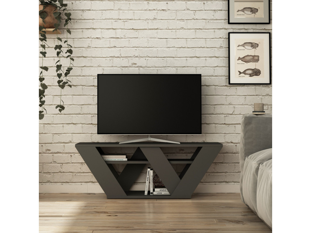 Mueble TV de madera "Pipralla" - 110 x 30 x 40 cm - Antracita