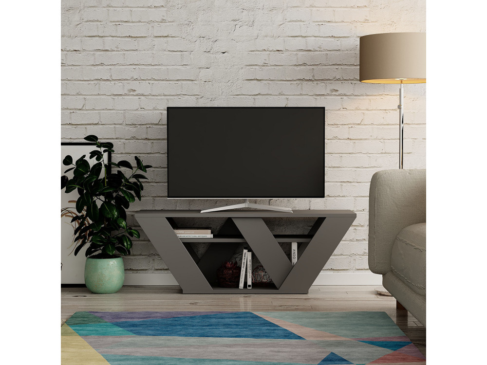 Mueble TV de madera "Pipralla" - 110 x 30 x 40 cm - Antracita