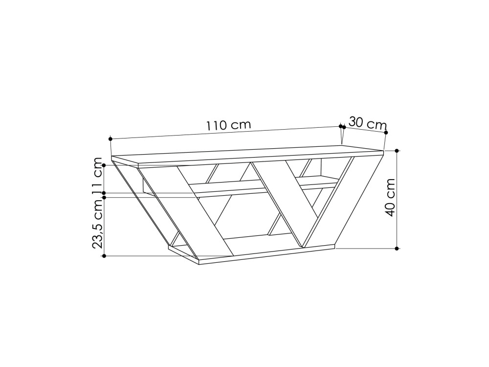 Mueble TV de madera "Pipralla" - 110 x 30 x 40 cm - Antracita