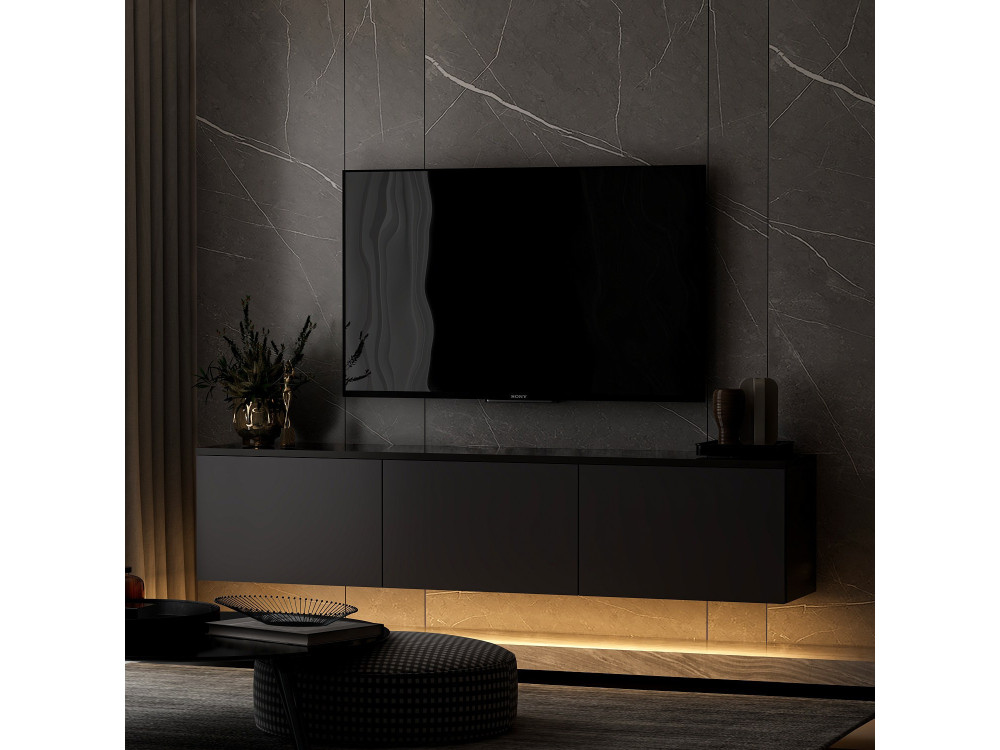 Soporte de TV de madera "Neon" - 160 x 32 x 35 cm - Antracita