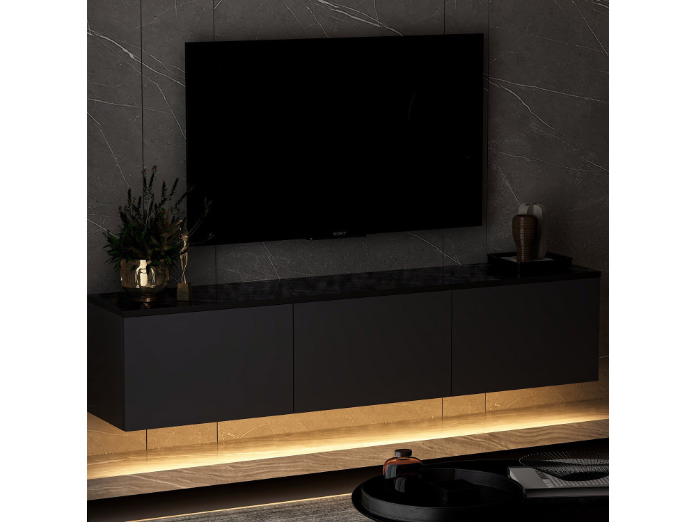 Soporte de TV de madera "Neon" - 160 x 32 x 35 cm - Antracita