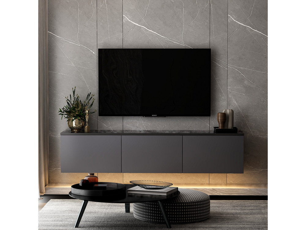 Soporte de TV de madera "Neon" - 160 x 32 x 35 cm - Antracita