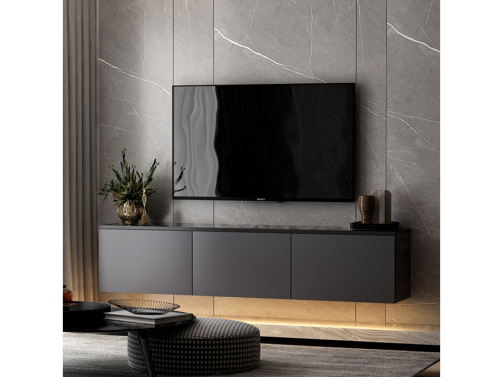 Soporte de TV de madera "Neon" - 160 x 32 x 35 cm - Antracita