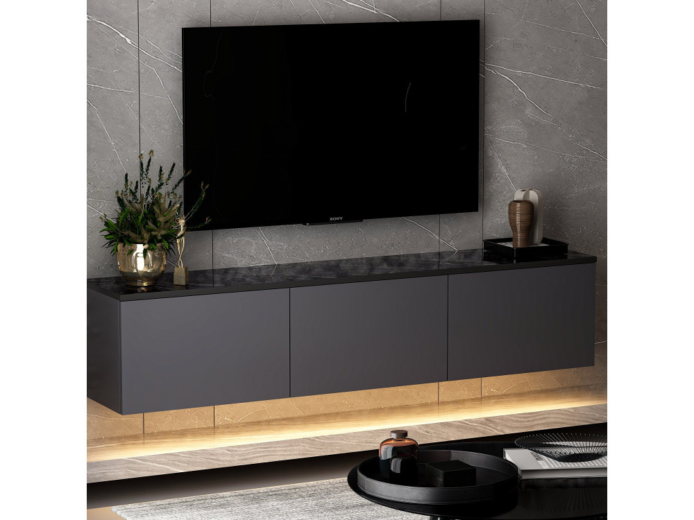 Soporte de TV de madera "Neon" - 160 x 32 x 35 cm - Antracita