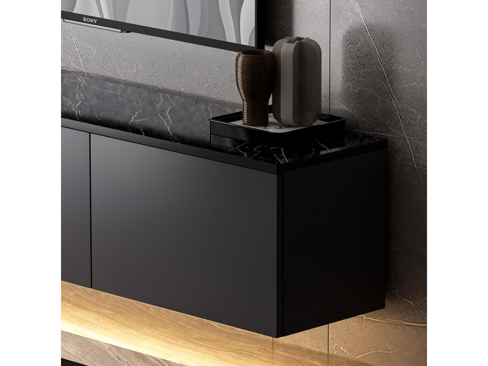 Soporte de TV de madera "Neon" - 160 x 32 x 35 cm - Antracita