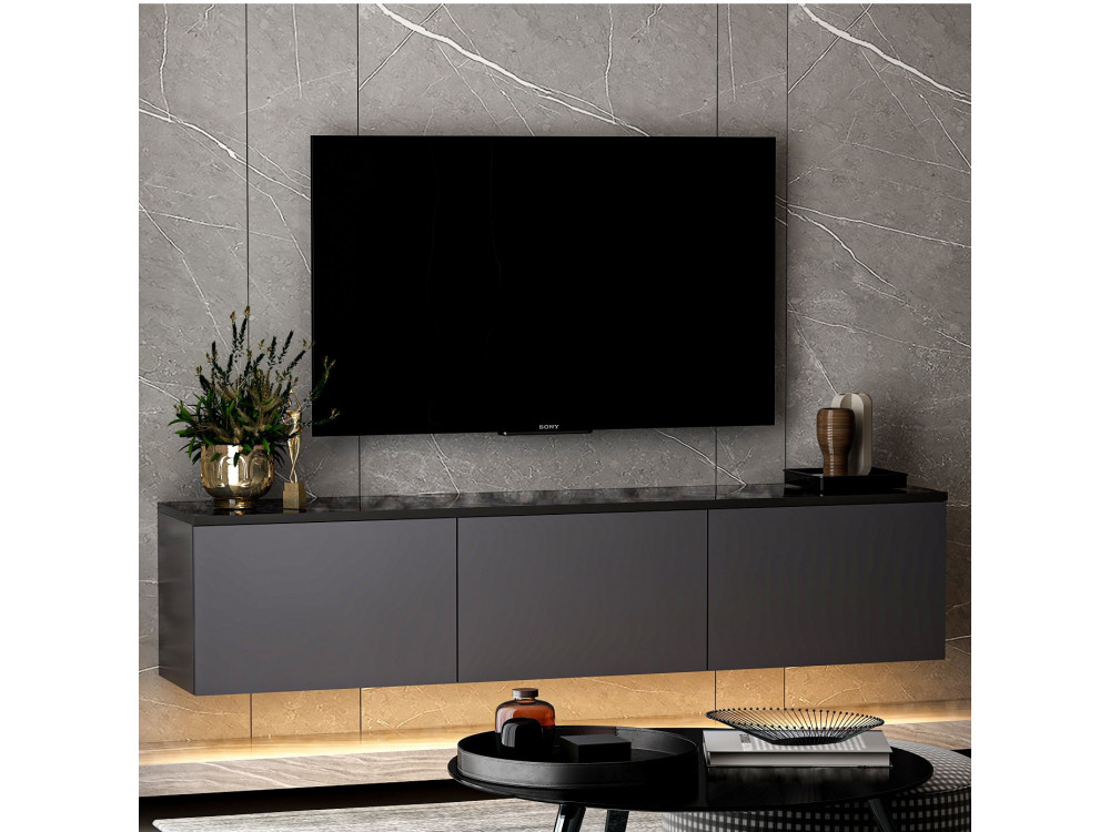 Soporte de TV de madera "Neon" - 160 x 32 x 35 cm - Antracita