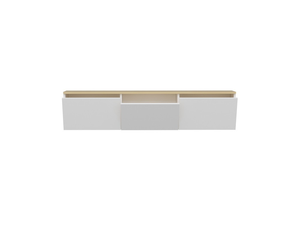 Soporte de TV de madera "Neon" - 160 x 32 x 35 cm - Roble blanco