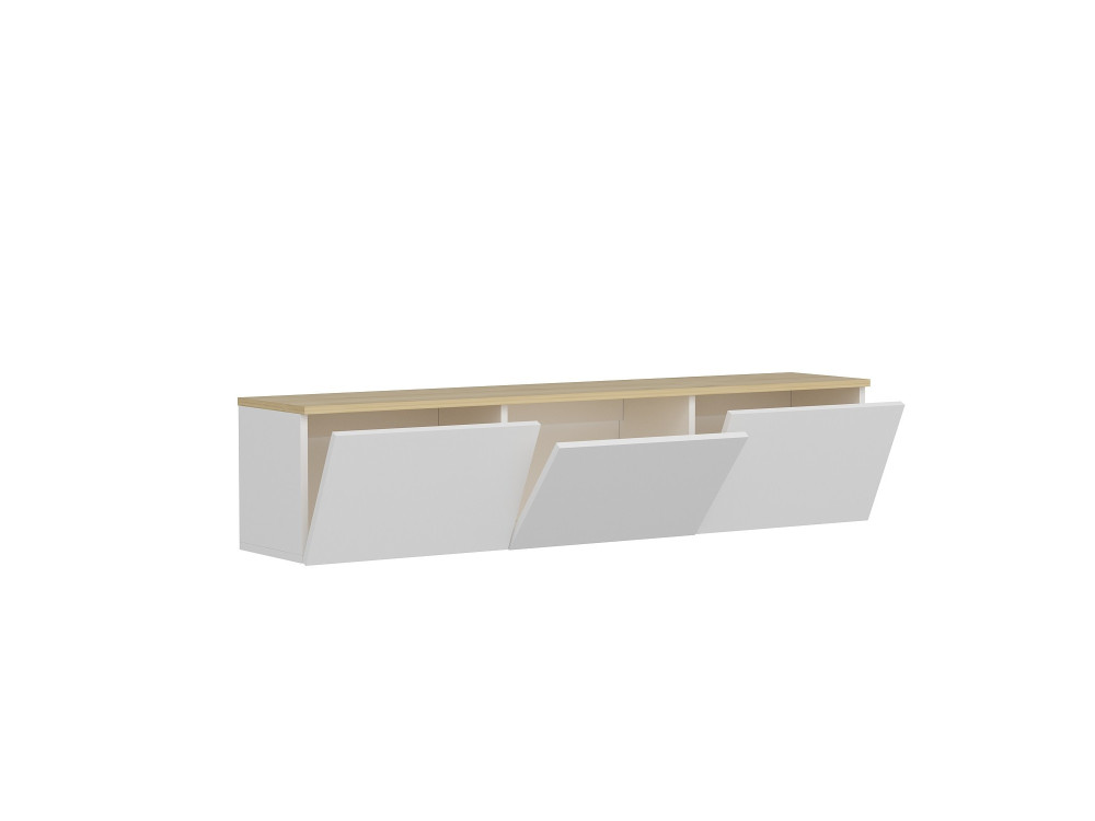 Soporte de TV de madera "Neon" - 160 x 32 x 35 cm - Roble blanco