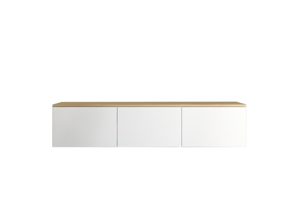 Soporte de TV de madera "Neon" - 160 x 32 x 35 cm - Roble blanco