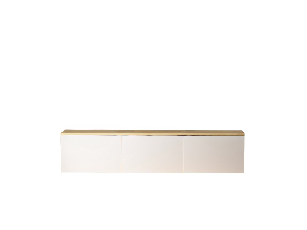 Mueble TV suspendido de madera "Neon" con iluminación LED - 160 x 32 x 35 cm - Blanco