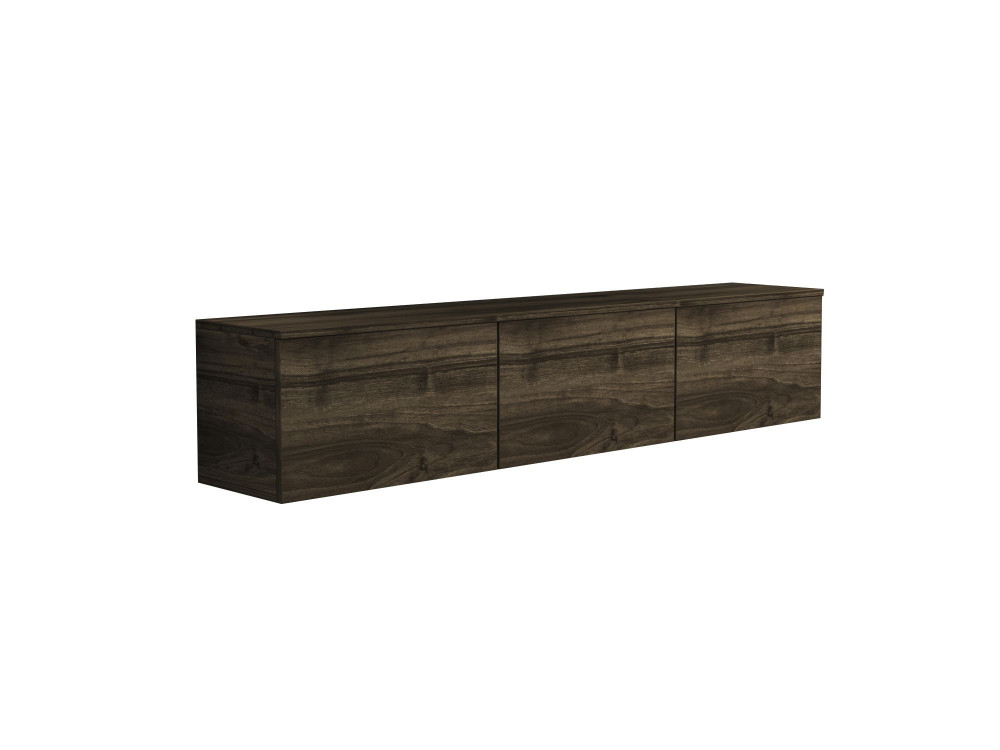Mueble TV suspendido de madera "Neon" con iluminación LED - 160 x 32 x 35 cm - Marrón oscuro