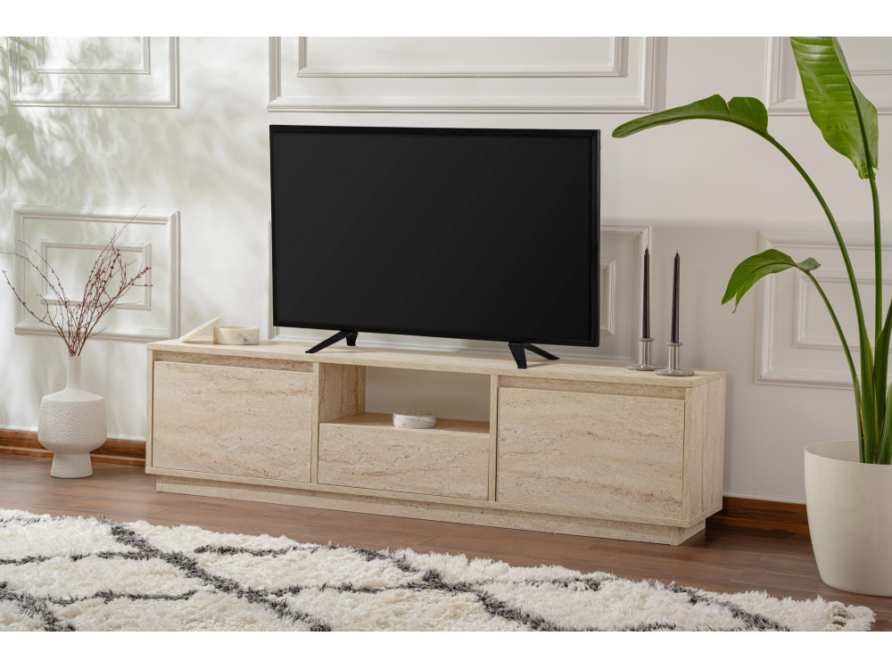 Soporte de TV de madera "Vanguard" - 160 x 29 x 42 cm - Travertino