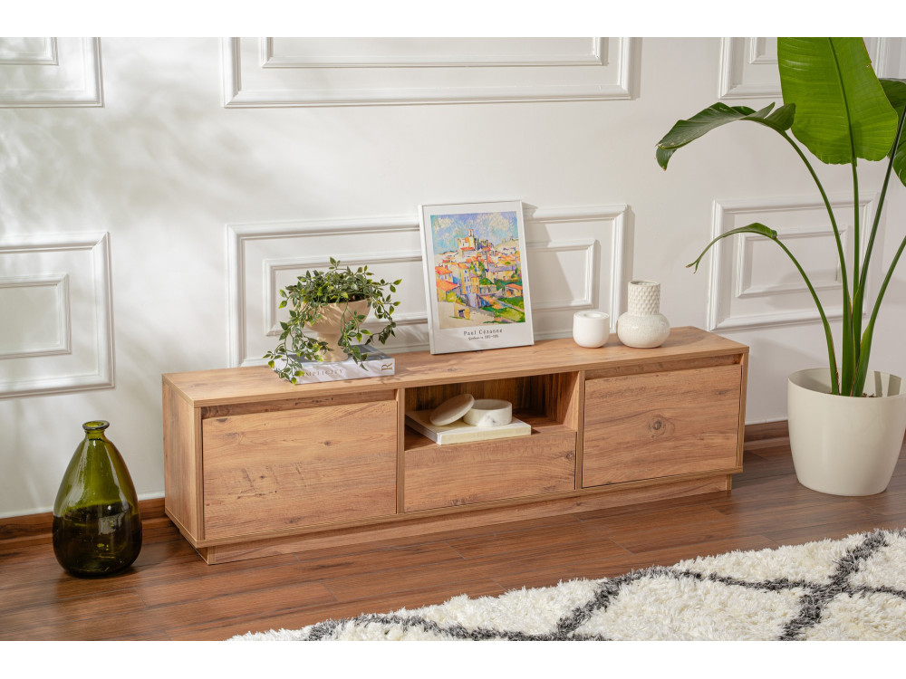 Soporte de TV de madera "Vanguard" - 160 x 29 x 42 cm - Pino Atlántico