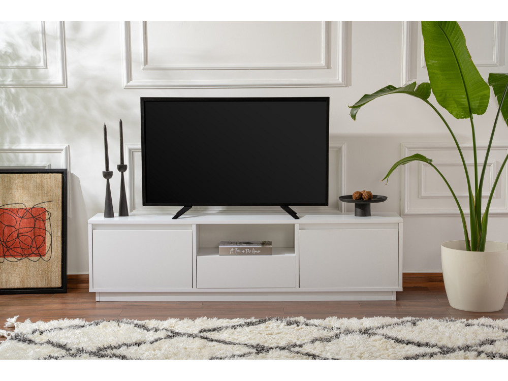 Soporte de TV de madera "Vanguard" - 160 x 29 x 42 cm - Blanco natural
