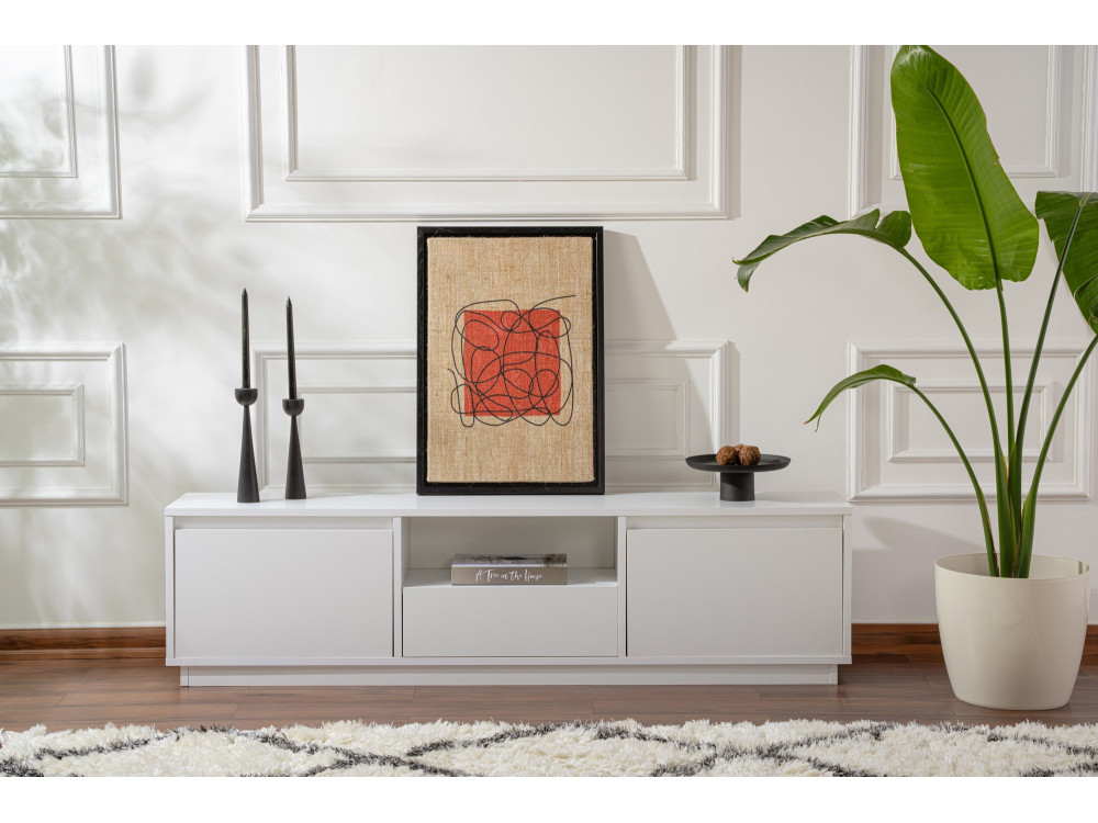 Soporte de TV de madera "Vanguard" - 160 x 29 x 42 cm - Blanco natural