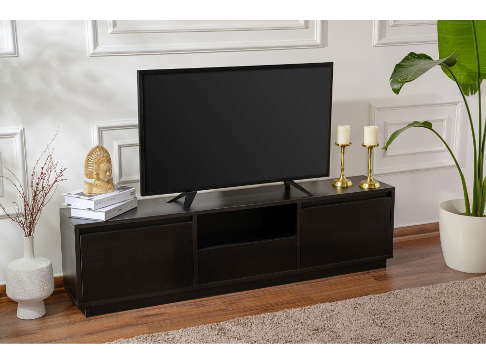 Soporte de TV de madera "Vanguard" 160 x 30 x 42 cm - Madera negra