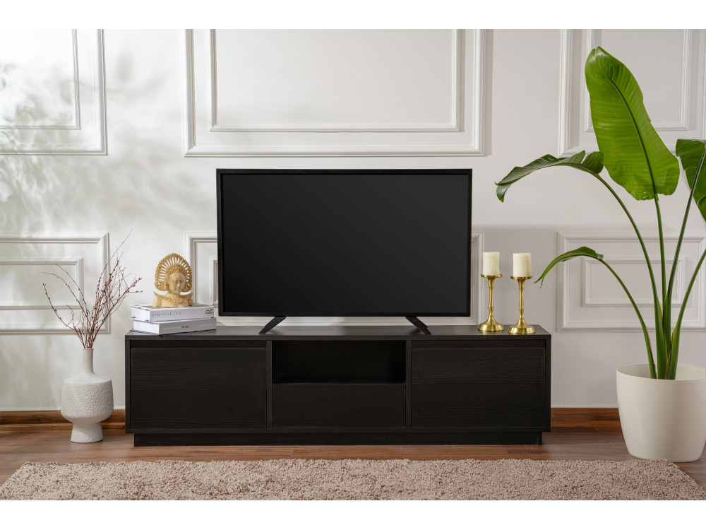 Soporte de TV de madera "Vanguard" 160 x 30 x 42 cm - Madera negra