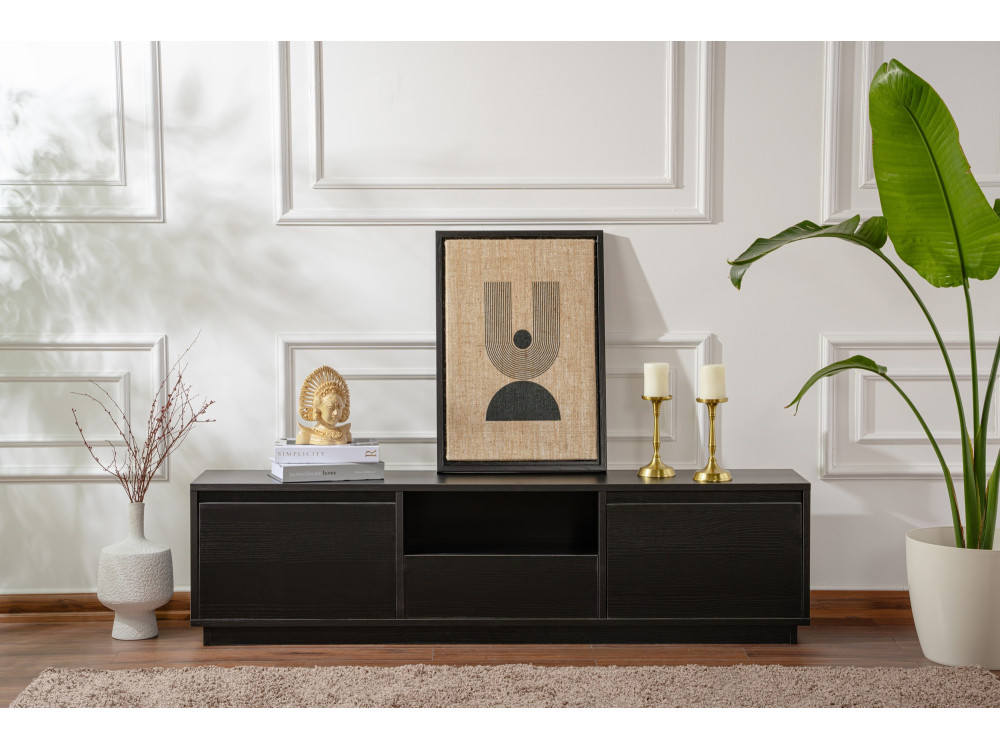 Soporte de TV de madera "Vanguard" 160 x 30 x 42 cm - Madera negra