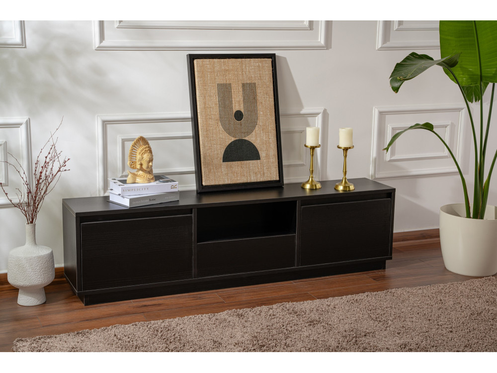 Soporte de TV de madera "Vanguard" 160 x 30 x 42 cm - Madera negra