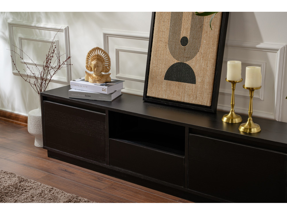 Soporte de TV de madera "Vanguard" 160 x 30 x 42 cm - Madera negra