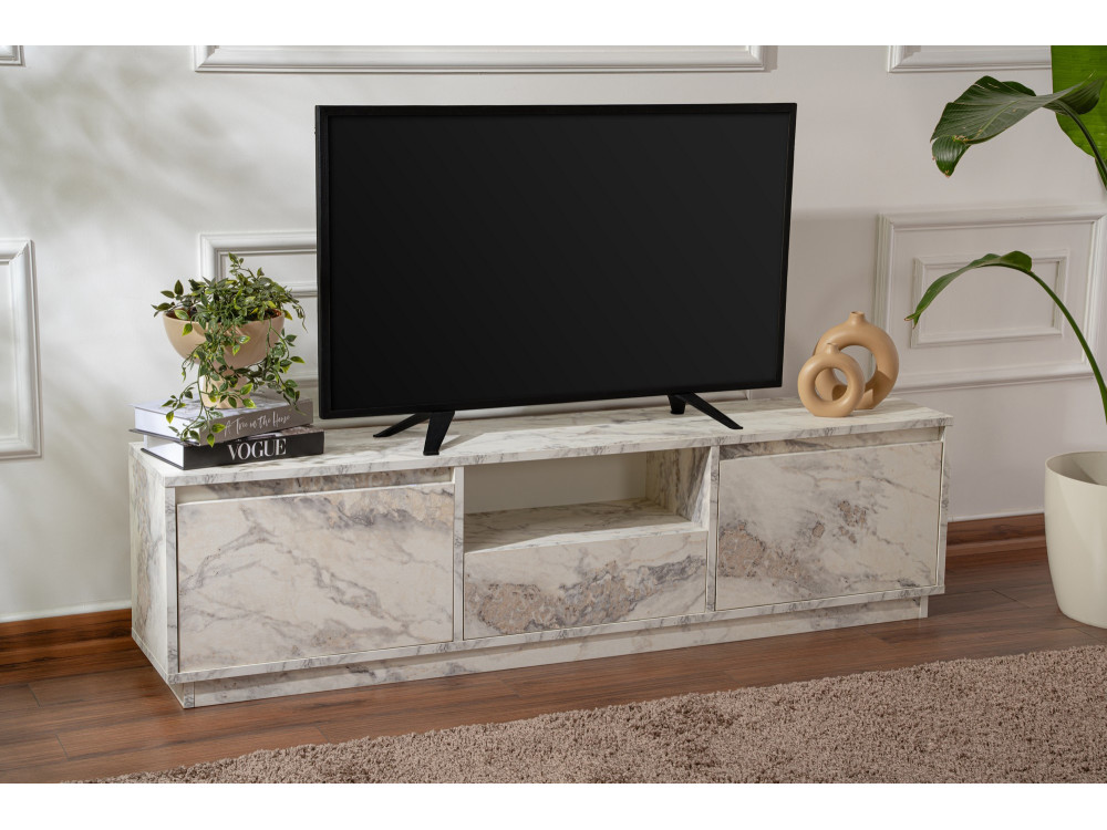Soporte de TV de madera "Vanguard" 160 x 30 x 42 cm - mármol Freesia