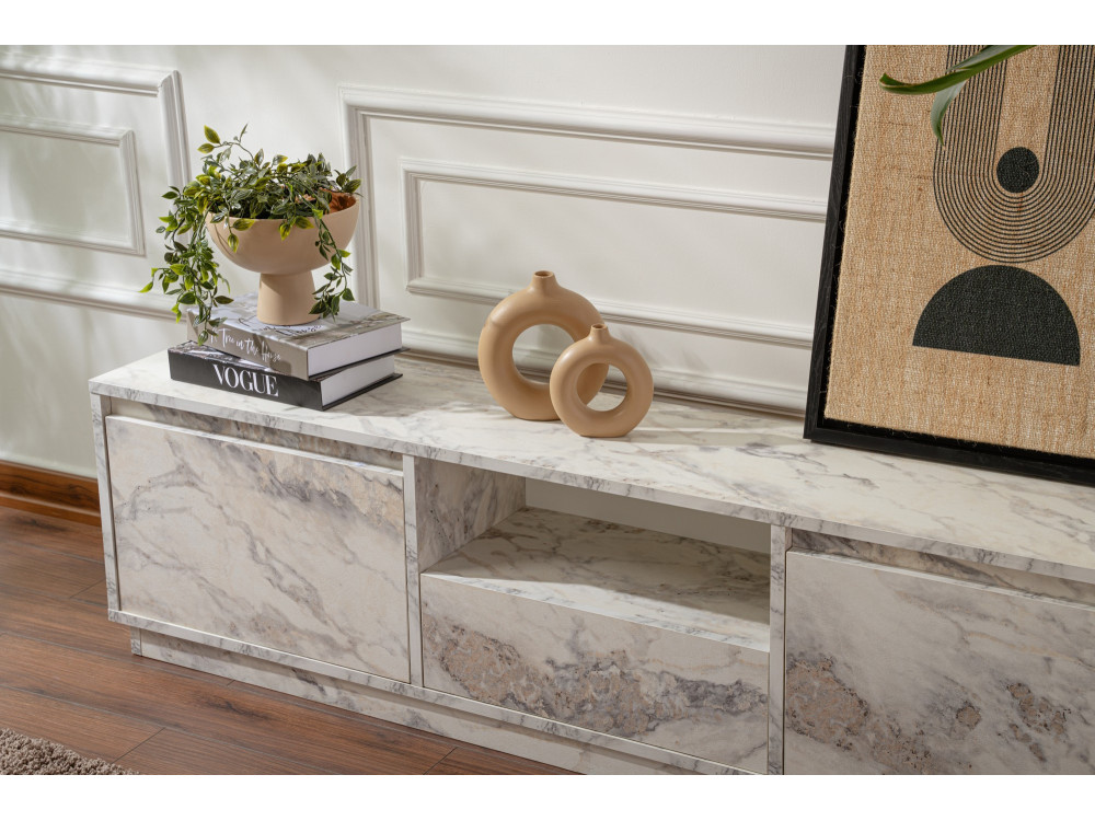 Soporte de TV de madera "Vanguard" 160 x 30 x 42 cm - mármol Freesia