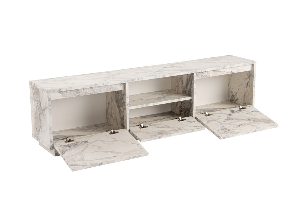 Soporte de TV de madera "Vanguard" 160 x 30 x 42 cm - mármol Freesia