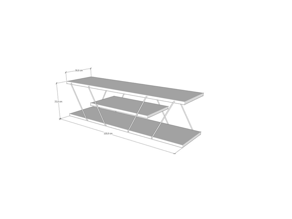 Soporte de TV de madera "April" - 120 x 30 x 33 cm - Gris antracita