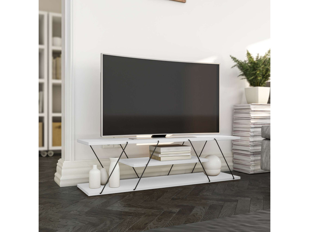 Soporte de TV de madera "April" - 120 x 30 x 33 cm - Blanco
