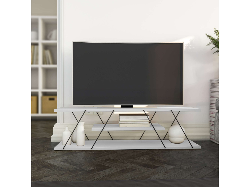 Soporte de TV de madera "April" - 120 x 30 x 33 cm - Blanco