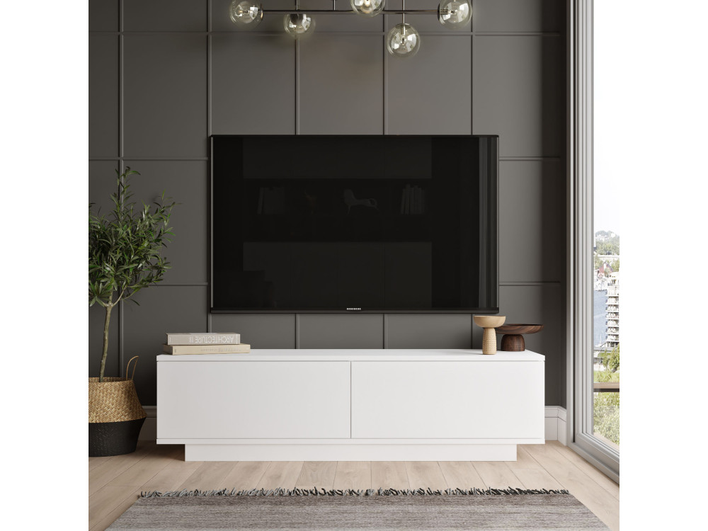 Soporte de TV de madera "FN1" - 140 x 35 x 38 cm - Blanco