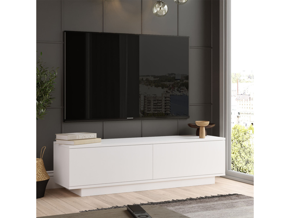 Soporte de TV de madera "FN1" - 140 x 35 x 38 cm - Blanco