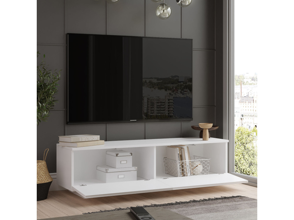Soporte de TV de madera "FN1" - 140 x 35 x 38 cm - Blanco