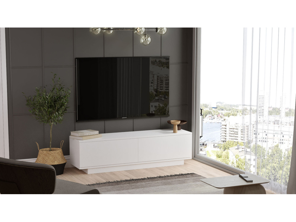 Soporte de TV de madera "FN1" - 140 x 35 x 38 cm - Blanco