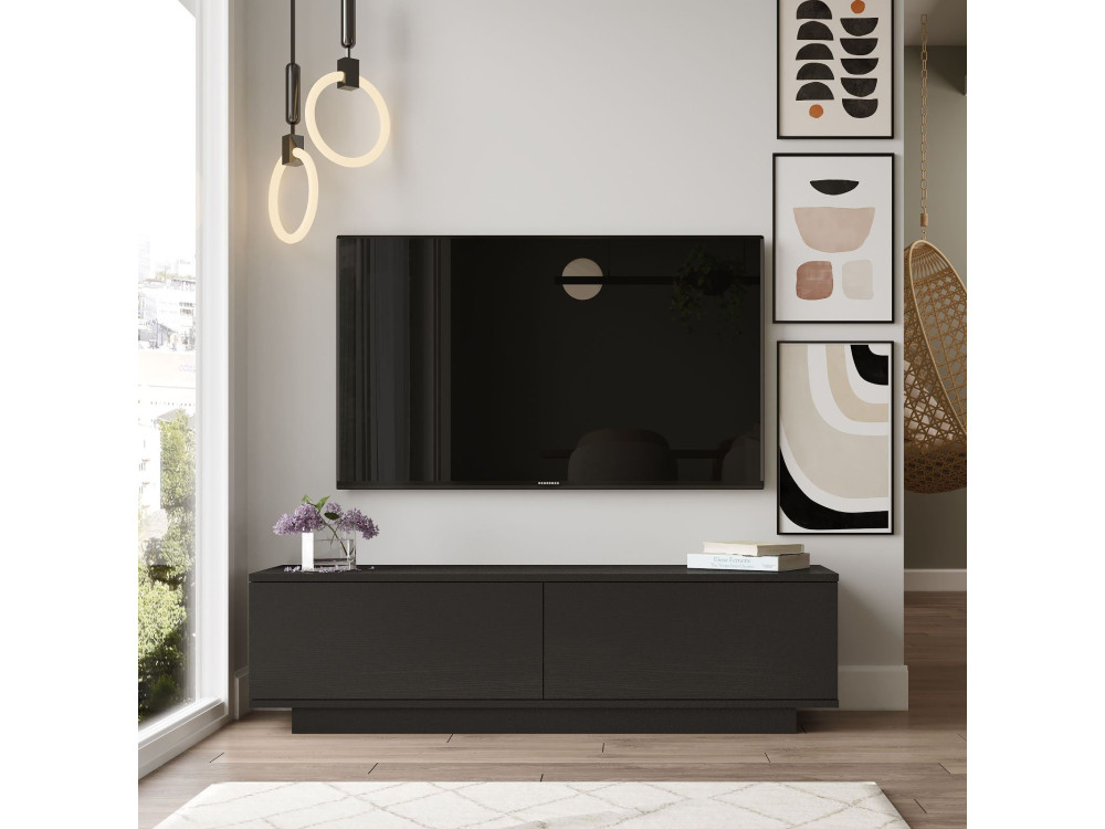 Soporte de TV de madera "FN1" - 140 x 35 x 38 cm - Negro