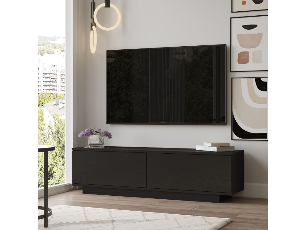 Soporte de TV de madera "FN1" - 140 x 35 x 38 cm - Negro