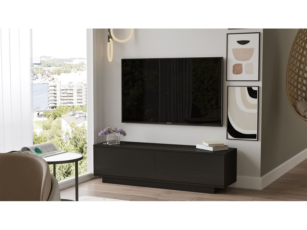 Soporte de TV de madera "FN1" - 140 x 35 x 38 cm - Negro