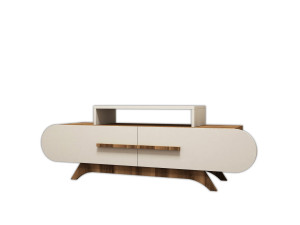 Soporte de TV de madera "Rose" - 145 x 36 x 49 cm - Nogal crema