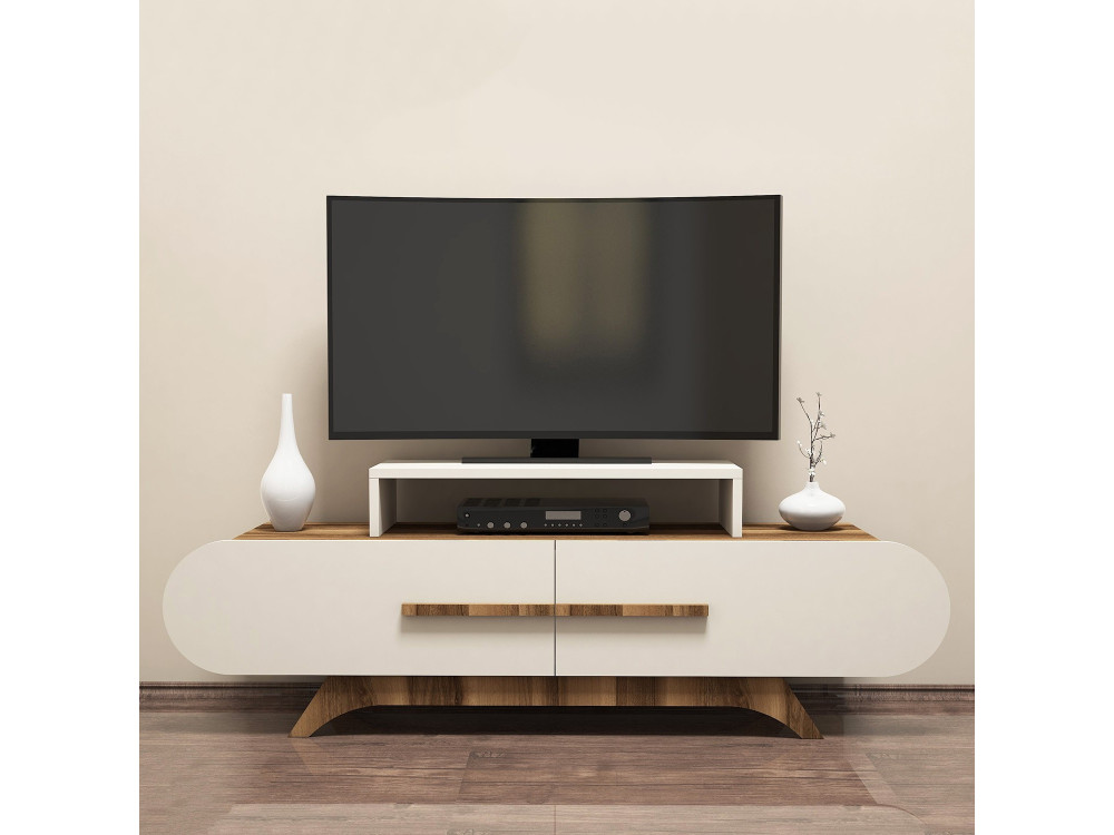 Soporte de TV de madera "Rose" - 145 x 36 x 49 cm - Nogal crema