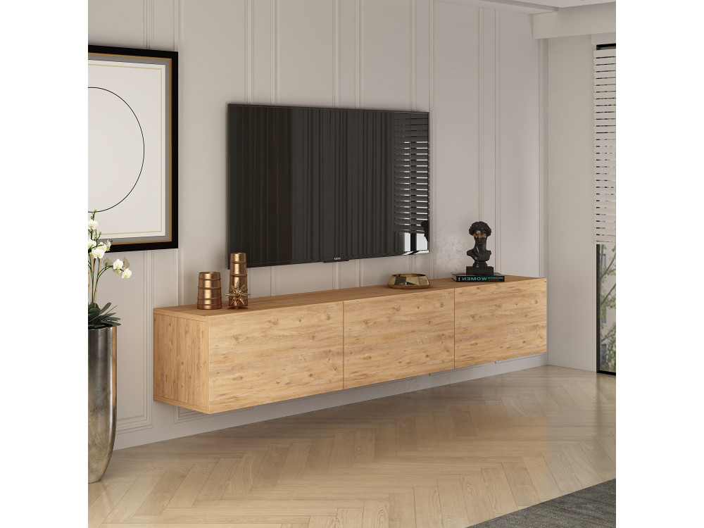 Mueble TV de madera "West" 150 x 32 x 30 cm - pino atlántico