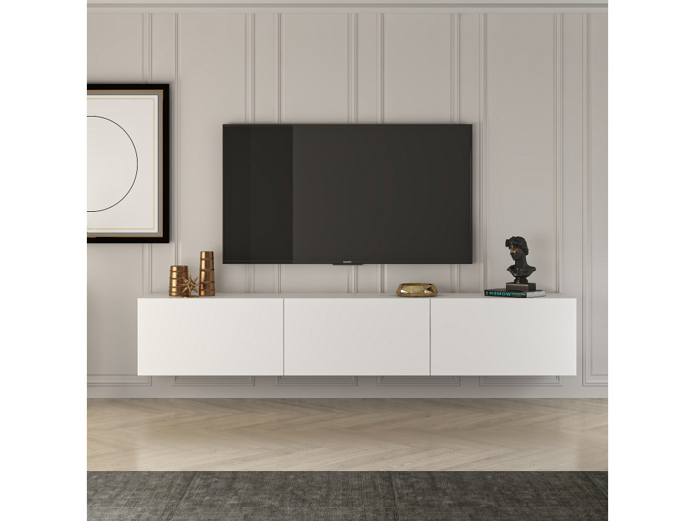 Mueble TV de madera "West" 150 x 32 x 30 cm - Blanco