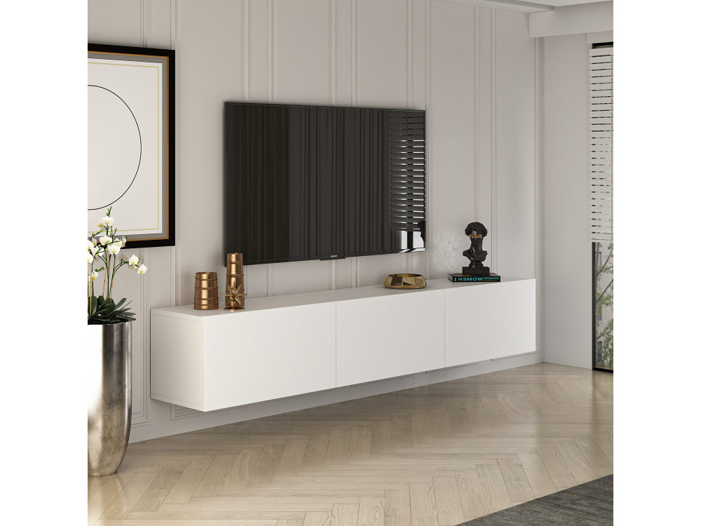 Mueble TV de madera "West" 150 x 32 x 30 cm - Blanco