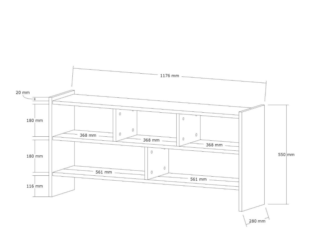 Soporte de TV de madera "Pera" - 117 x 28 x 55 cm - pino atlántico