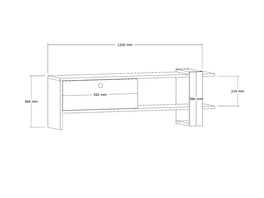 Soporte de TV de madera "Ova" - 120 x 25 x 36 cm - Roble-Antracita